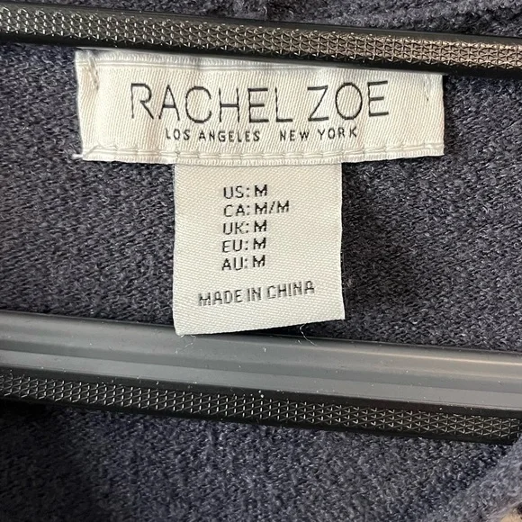 Rachel Zoe V-Neck Pullover Hooded Sweater in Navy and Cream Women’s Medium EUC - Picture 3 of 7